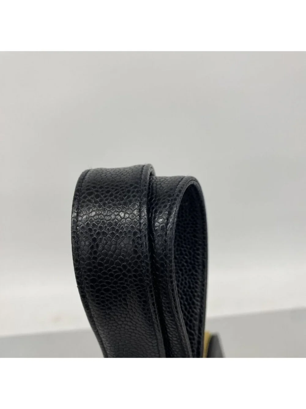 Chanel Shoulder Bag Caviar Leather Black Gold